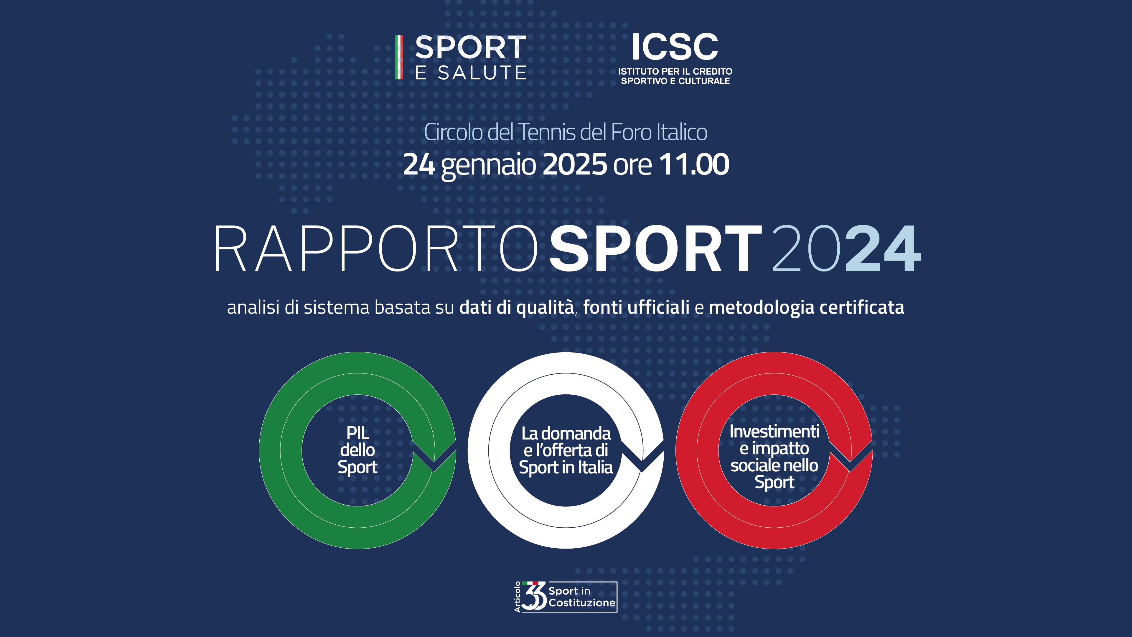 Rapporto Sport 2024. Venerdi 24 gennaio alle ore 11.00 la presentazione dell'analisi di sistema redatta da Sport e Salute e ICSC